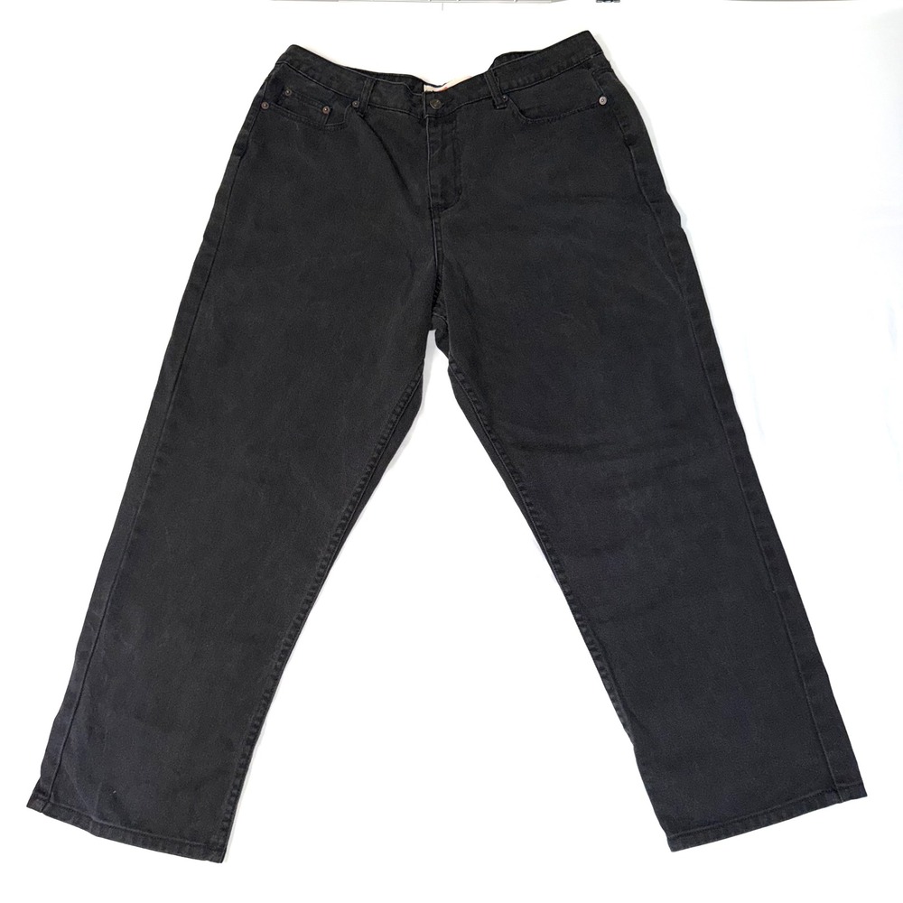 Route 66 Women's Relaxed Fit High Rise Black Straight Leg Jeans Size 16S cotton